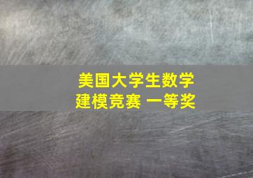 美国大学生数学建模竞赛 一等奖